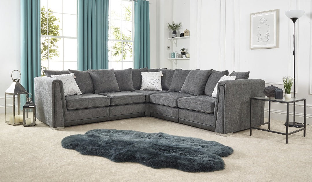 Dark grey shop corner sofa