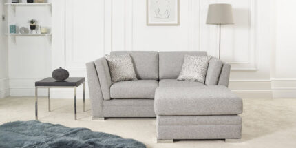 The Charlotte 2 seater sofa with footstool is both comfortable and stylish. With clean easy fabric and removable cushion covers this sofa is ideal for a busy home.