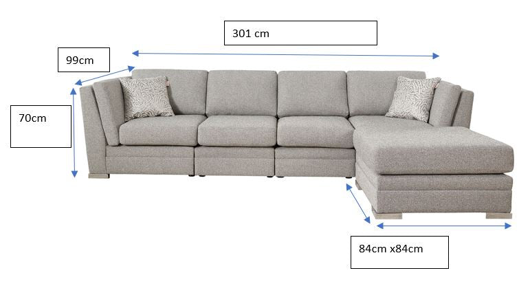Charlotte 4 seat sofa with footstool Light Grey – The Great British ...