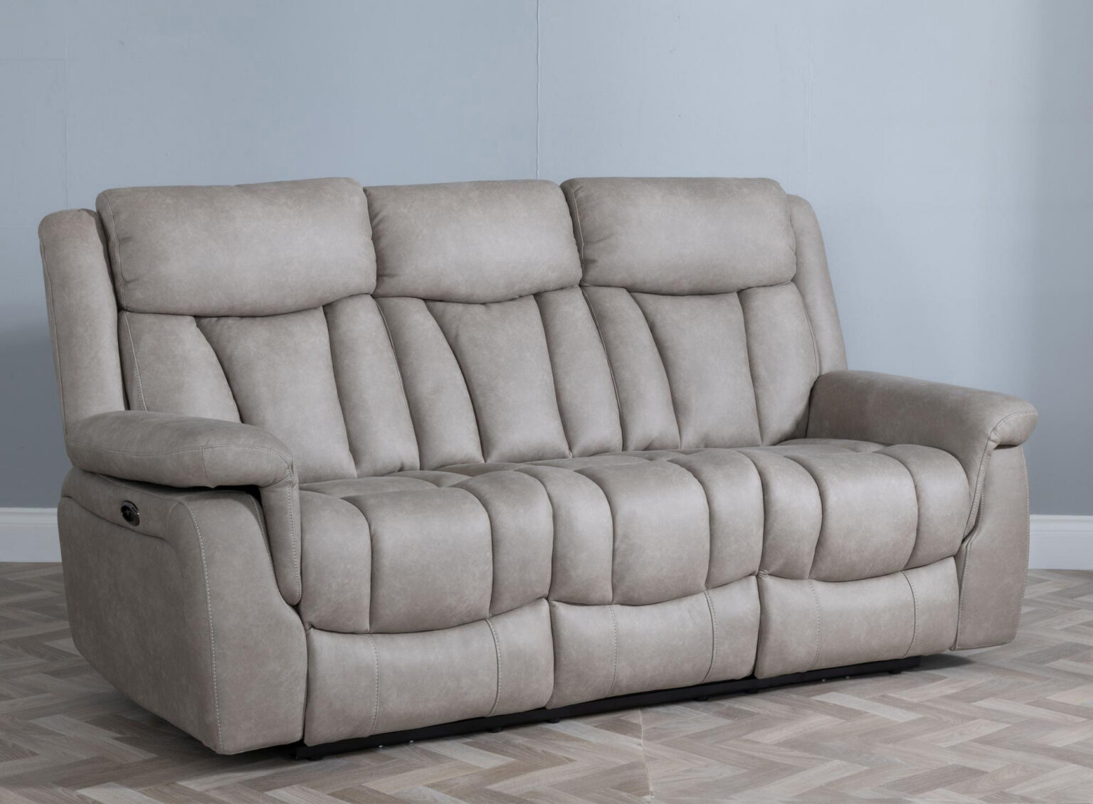 Pickford Leather Look Fabric 3 Seater Electric Recliner Sofa – The ...