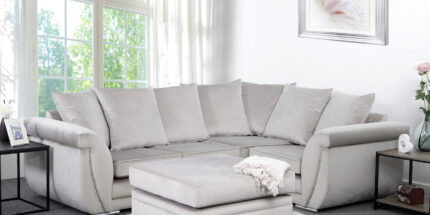 Kingfisher Small Corner Sofa with Footstool - Mink - Right Handed